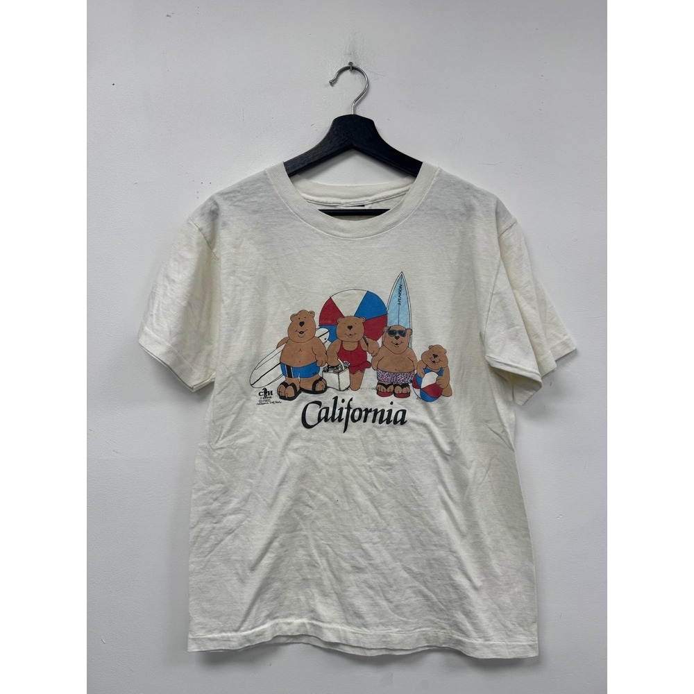 Vintage California Bears Shirt Mens Medium White Beach Graphic Tee 80s